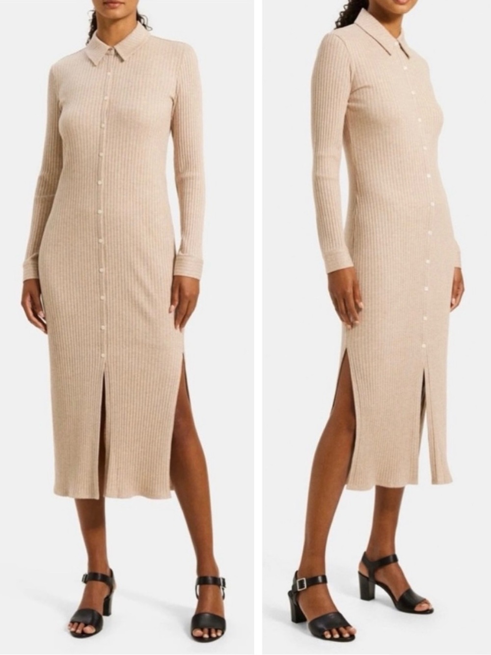 NWT Theory Button Down Maxi Dress in Sand Size P